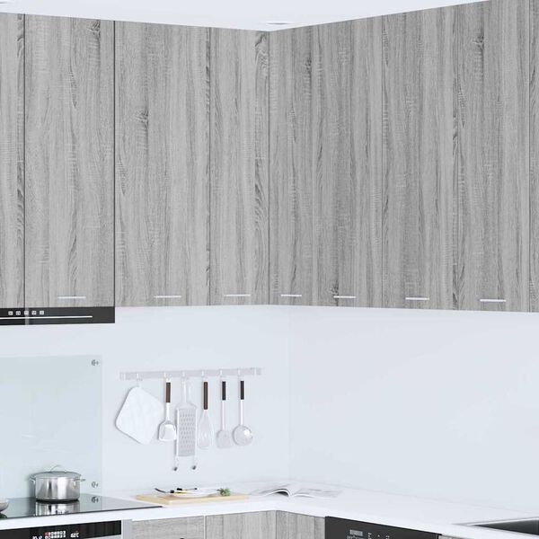 vidaXL Висящ шкаф Сив Сонома и бяло 57 x 57 x 100 см Инженерно дърво