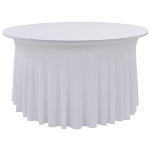 vidaXL 2 бр стреч покривки за маса с драперия, 150x74 см, бели