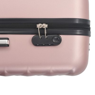 vidaXL Комплект твърди куфари с колелца, 3 бр, розово злато, ABS