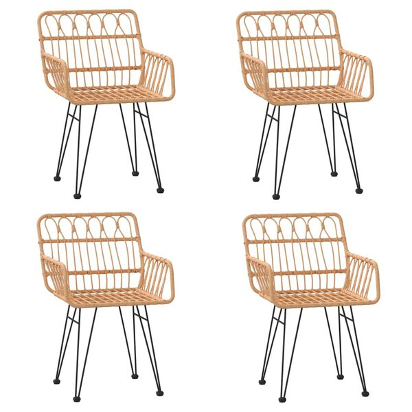 vidaXL Градински трапезен комплект от 5 части, полиратан