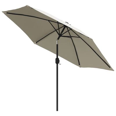 vidaXL LED конзолен чадър, 3 м, пясъчнобял