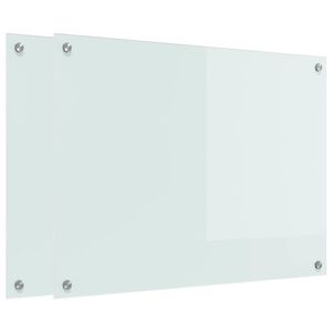 vidaXL Кухненски заден панел 2 pcs Бяло 80 x 60 cm закалено стъкло