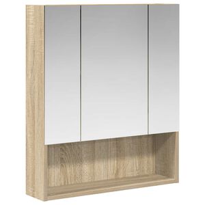 vidaXL Шкаф с огледало за баня с рафт Сонома дъб 60 x 14.5 x 70 см