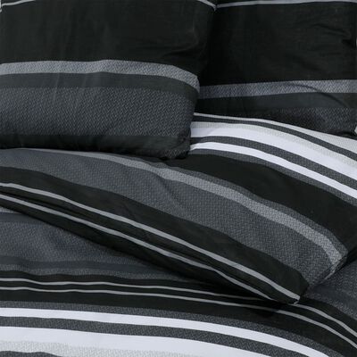 vidaXL Комплект спално бельо, черно и бяло, 140x200 см, памук