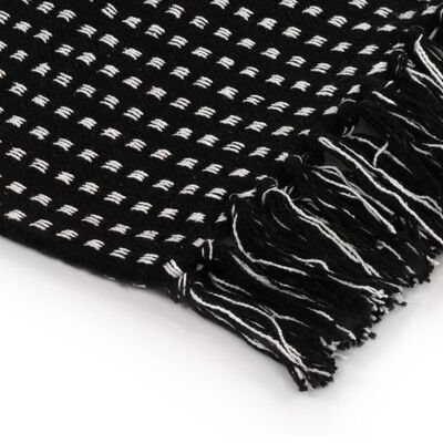 vidaXL Декоративно одеяло, памук, каре, 125x150 см, черно