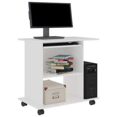 vidaXL Компютърно бюро, бяло, 80x50x75 см, ПДЧ