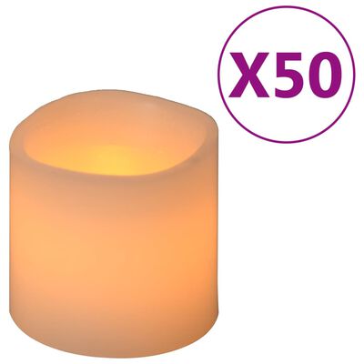 vidaXL Електрически LED свещи, 50 бр, топло бяло