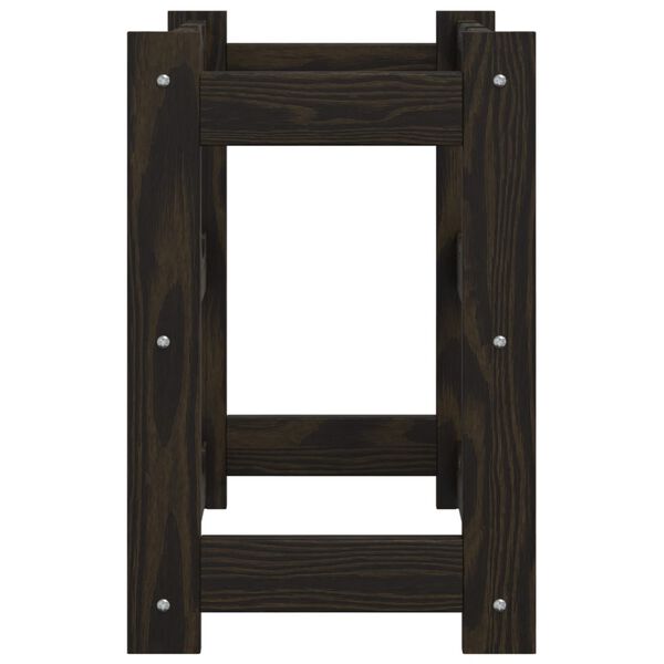 vidaXL Поставка за вино за 12 бутилки, черна, бор масив