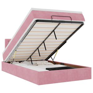 vidaXL Османска легло с матрак и LED, розово, 120x190 см, кадифе