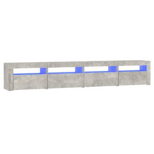 vidaXL ТВ шкаф с LED осветление, бетонно сив, 240x35x40 см