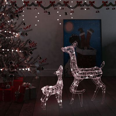 vidaXL Акрилна коледна украса семейство елени, 160 LED, топло бяло