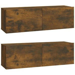 vidaXL ТB шкафове, 2 бр, опушен дъб, 100x30x30 см, инженерно дърво