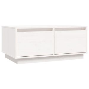 vidaXL Кафе маса, бяла, 80x50x35 см, борово дърво масив