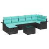 vidaXL Градински Софа Комплект с възглавница 8 pcs Черно Полиратан