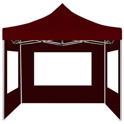 vidaXL Професионална сгъваема шатра със стени алуминий 2x2 м бордо