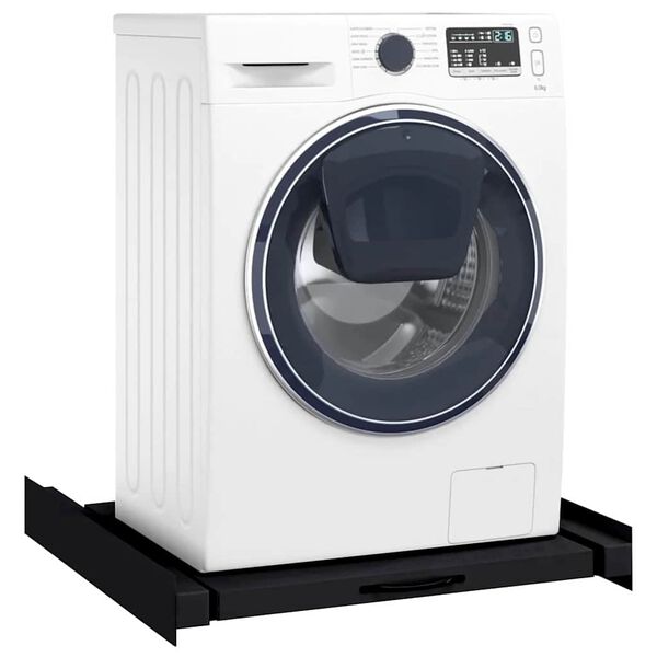 vidaXL Интермедиина етажерка за пералня Черно 60 x 60 x 8 см Стомана