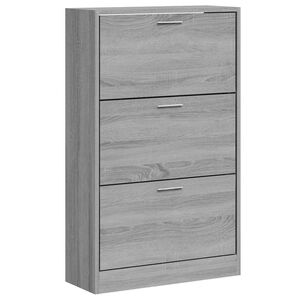 vidaXL Шкаф за обувки, сив сонома, 63x24x103 см, инженерно дърво
