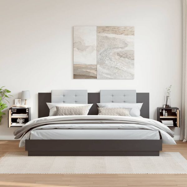 vidaXL Стенни шкафове, 2 бр, черни, 31,5x30x30 см, бор масив