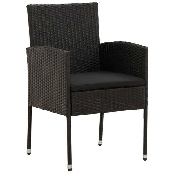 vidaXL Градински трапезен комплект, 5 части, полиратан, черен