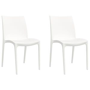 vidaXL Градински столове, 2 бр, бели, 50x46x80 см, полипропилен
