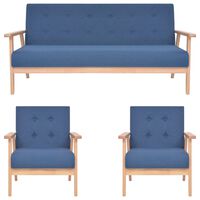 vidaXL Комплект диван и кресла, 3 части, текстил, син