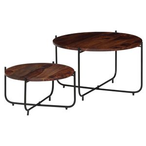 vidaXL Комплект маси за кафе, 2 бр, акациево дърво масив, 60x35 cм