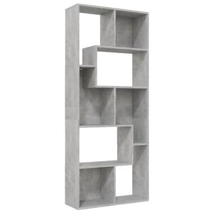 vidaXL Шкаф библиотека, бетонно сива, 67x24x161 см, инженерно дърво