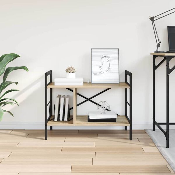 vidaXL Рафт за книги Сонома дъб 75 x 30 x 58,5 см Инженерно дърво