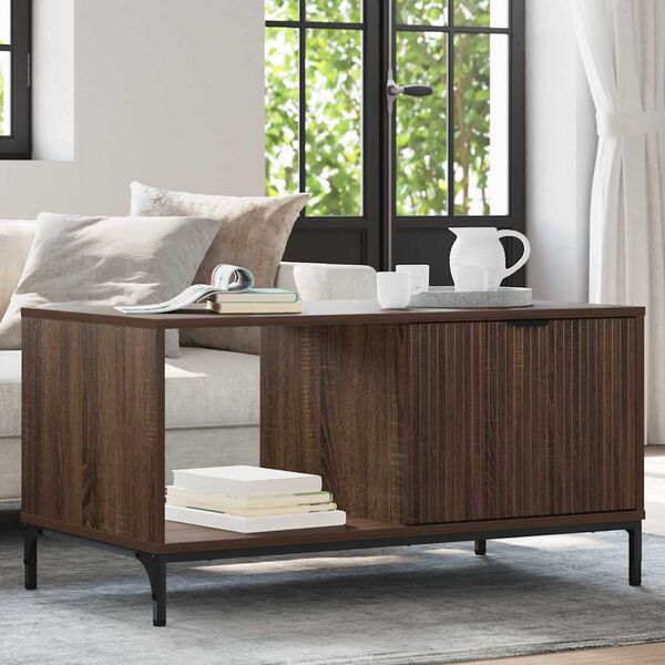 vidaXL Масичка за кафе Кафяв дъб 90 x 49 x 46 см Инженерно дърво