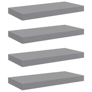 vidaXL Окачени стенни рафтове, 4 бр, сиви, 50x23,5x3,8 см, МДФ