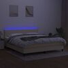 vidaXL Боксспринг легло с матрак и LED, кремаво, 160x200 см, плат