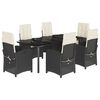 vidaXL Градински трапезен комплект 7 части възглавници черен полиратан