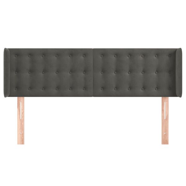 vidaXL Горна табла за легло, тъмносива, 147x16x78/88 см, кадифе