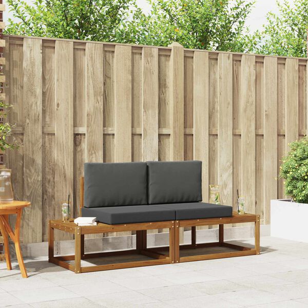 vidaXL Комплект дивани за открито с възглавница 2 pcs Естествен