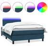 vidaXL Боксспринг легло с матрак и LED, тъмносиньо, 120x210 см, кадифе