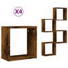 vidaXL Стенни кубични рафтове 4 бр. опушен дъб 30x15x30 cm