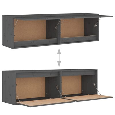 vidaXL Стенни шкафове, 2 бр, сиви, 60x30x35 см, бор масив