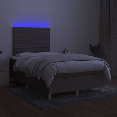 vidaXL Боксспринг легло с матрак и LED, таупе, 120x190 см, плат
