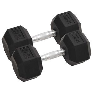 vidaXL Дъмбели, 2 бр, 10 кг, изцяло от чугун