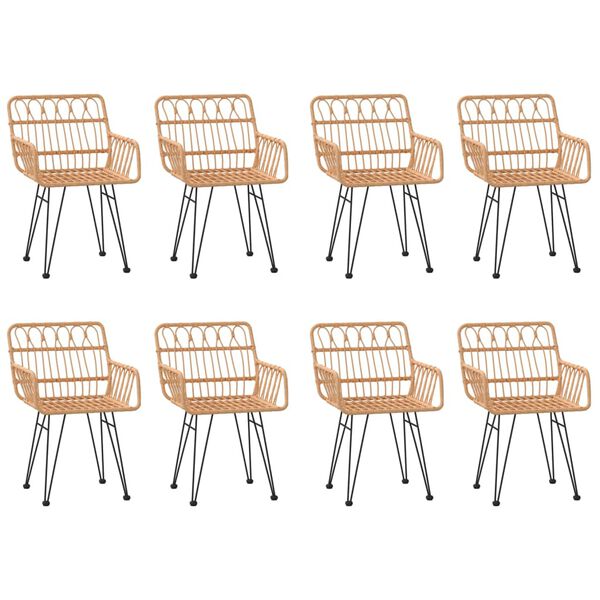 vidaXL Градински трапезен комплект, 9 части, полиратан