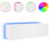 vidaXL Стенен ТВ шкаф с LED осветление, бял, 100x35x31 см