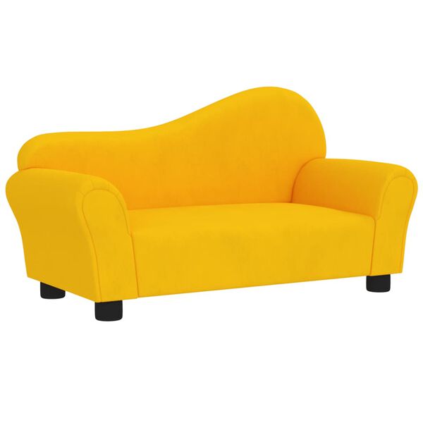 vidaXL Детски диван, жълт, кадифе