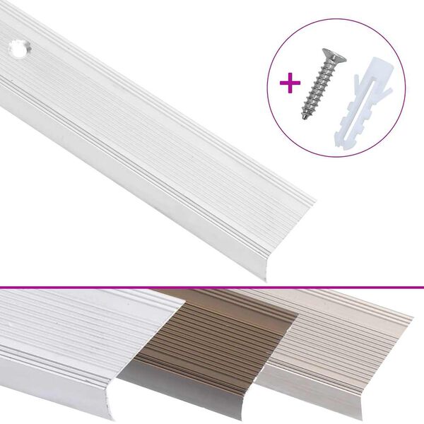 vidaXL Ръбове за стъпала, Г-образни, 5 бр, алуминий, 100 см, сребристи