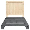vidaXL Рамка за легло с табла, сива, 100x200 см, борово дърво масив
