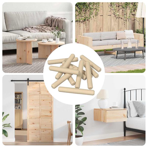 vidaXL Дървени дюбели 12 pcs Кафяво &Oslash;8 x 50 мм Масивна дървесина