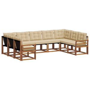 vidaXL Комплект дивани за открито 9 pcs Натурален и Бежов