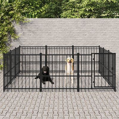 vidaXL Дворна клетка за кучета, стомана, 8,47 м²