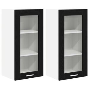 vidaXL Висящ шкаф 2 pcs Черния дъб 40 x 31 x 80 см Инженерно дърво