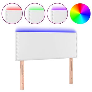 vidaXL LED Горна табла за легло, бяла, 100x5x78/88 см, изкуствена кожа