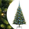 vidaXL Изкуствен коледен дърво с панти 150 LEDs Зелен 120 cm PVC и PE